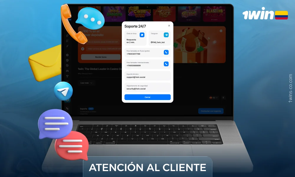 El equipo de soporte de 1Win en Colombia está disponible las 24 horas del día a través de chat, correo electrónico, teléfono y redes sociales