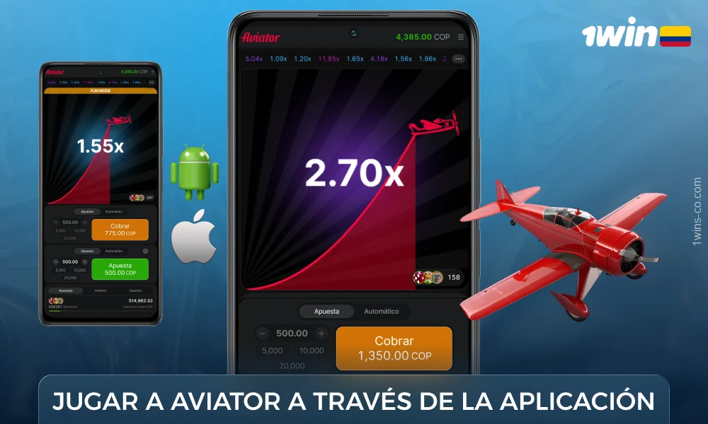 Los colombianos podrán jugar al Aviador 1WIN en una app en iOS y Android
