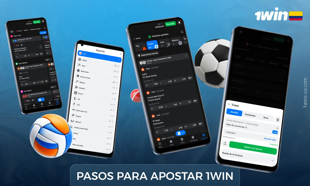 Para realizar una apuesta en 1Win Colombia, los jugadores deben ingresar fondos en su cuenta, seleccionar el deporte y el evento, especificar el importe y confirmar la apuesta